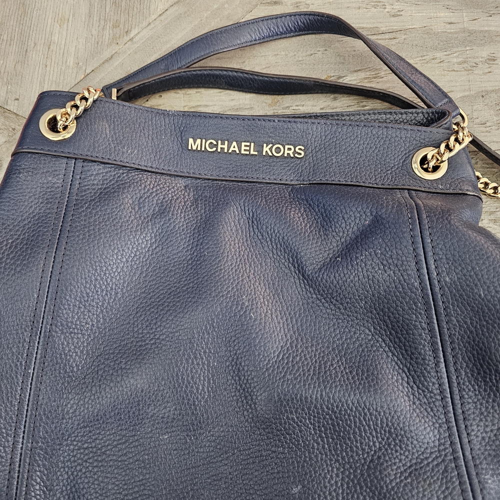 Michael Kors Blue and Gold Shoulder Bag with Luxurious Design